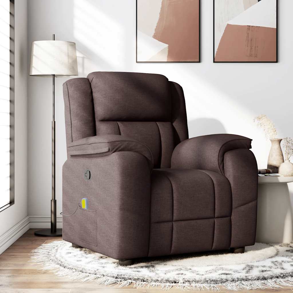 Fauteuil de massage inclinable Marron foncé Tissu