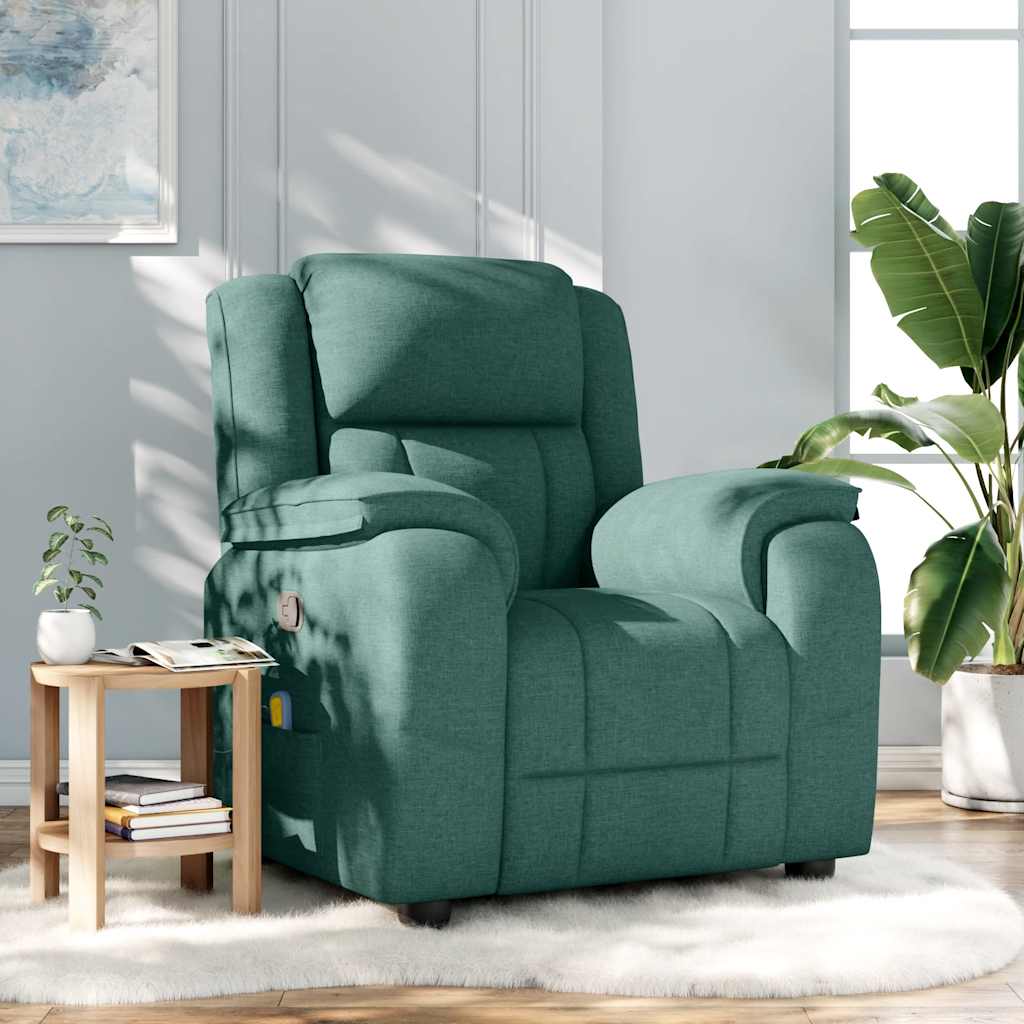 Fauteuil de massage inclinable Vert foncé Tissu