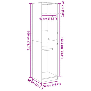 Garde-robe vieux bois 50x50x200 cm bois d'ingénierie