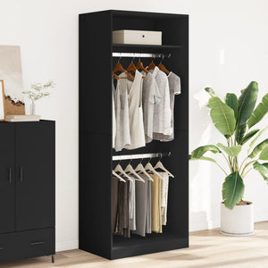 Garde-robe noir 80x50x200 cm bois d'ingénierie