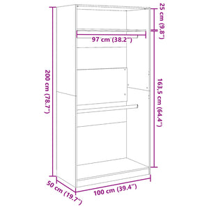Garde-robe vieux bois 100x50x200 cm bois d'ingénierie