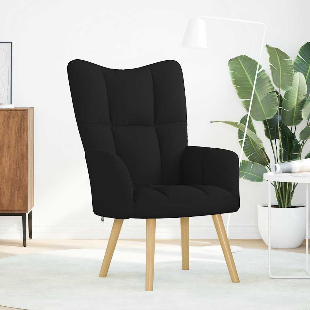 Chaise de relaxation Noir Tissu