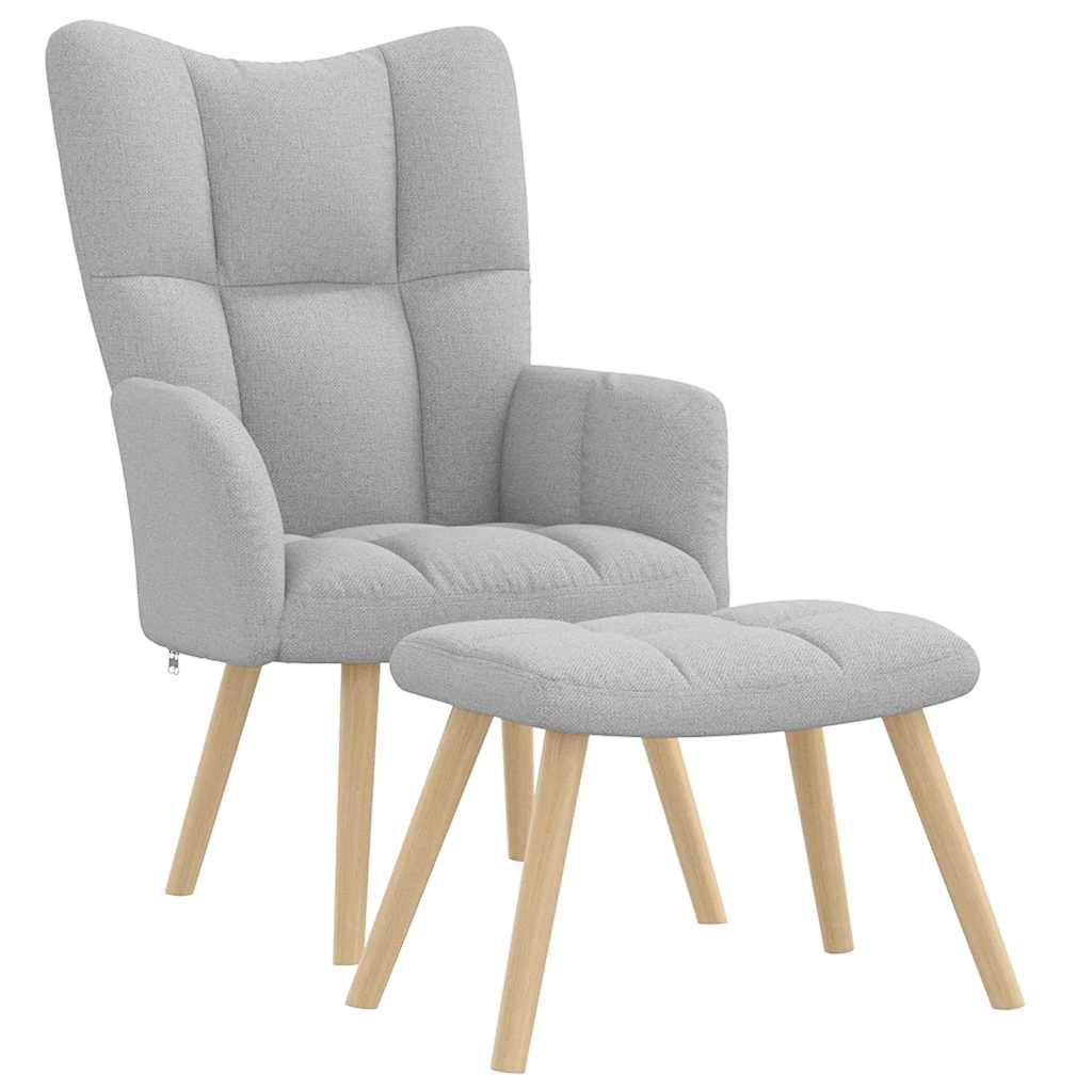 Chaise de relaxation avec repose-pieds gris nuage tissu