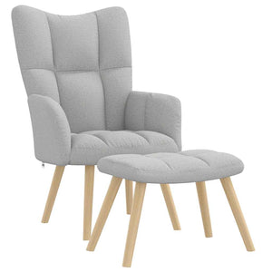 Chaise de relaxation avec repose-pieds gris nuage tissu