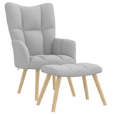 Chaise de relaxation avec repose-pieds gris nuage tissu