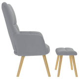 Chaise de relaxation avec repose-pied Gris clair Tissu