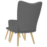 Chaise de relaxation avec repose-pied Gris foncé Tissu