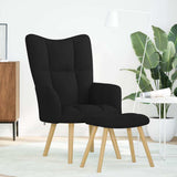 Chaise de relaxation avec repose-pied Noir Tissu