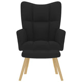 Chaise de relaxation avec repose-pied Noir Tissu