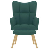 Chaise de relaxation avec repose-pied Vert foncé Tissu