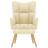 Chaise de relaxation avec repose-pied Crème Tissu