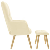 Chaise de relaxation avec repose-pied Crème Tissu