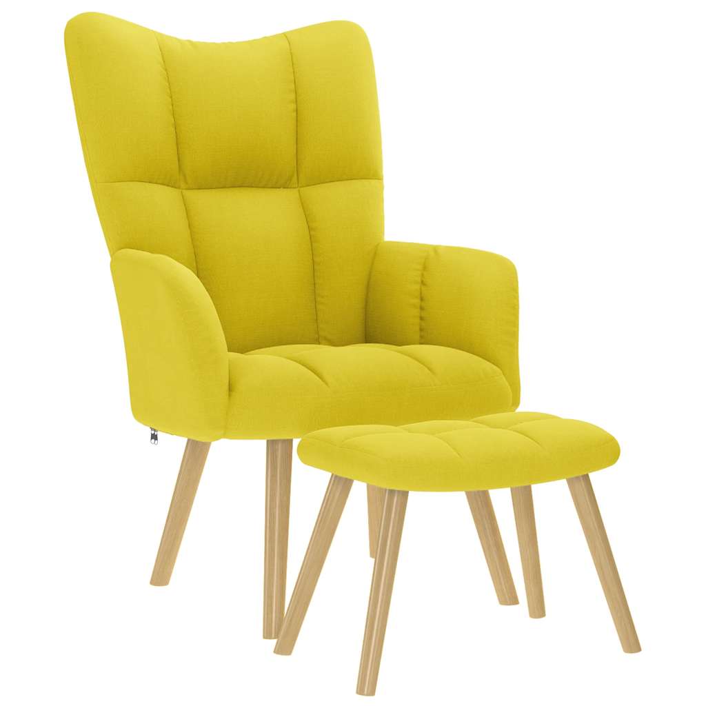 Chaise de relaxation avec repose-pied jaune clair tissu