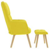 Chaise de relaxation avec repose-pied jaune clair tissu