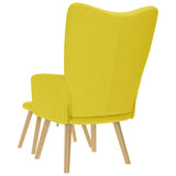 Chaise de relaxation avec repose-pied jaune clair tissu