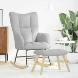 Chaise à bascule avec repose-pied gris nuage tissu