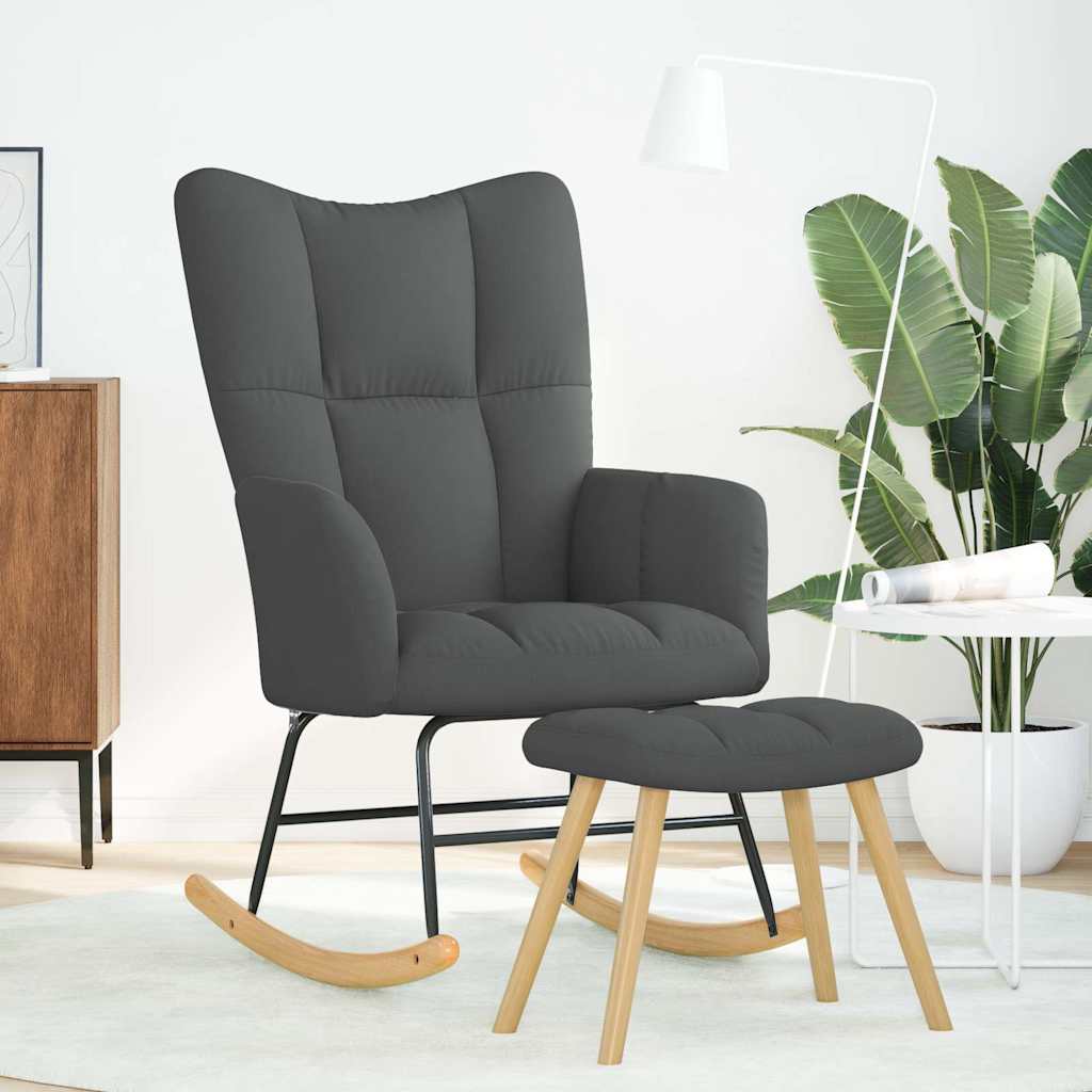 Chaise à bascule avec repose-pied Gris foncé Tissu