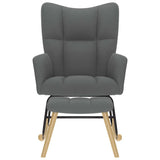 Chaise à bascule avec repose-pied Gris foncé Tissu