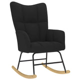 Chaise à bascule avec repose-pied Noir Tissu