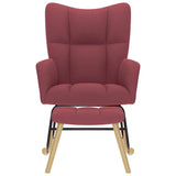Chaise à bascule avec repose-pied Rouge bordeaux Tissu