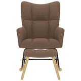 Chaise à bascule avec repose-pied Marron Tissu