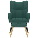 Chaise à bascule avec repose-pied Vert foncé Tissu