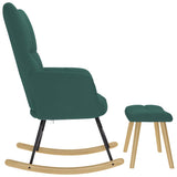 Chaise à bascule avec repose-pied Vert foncé Tissu
