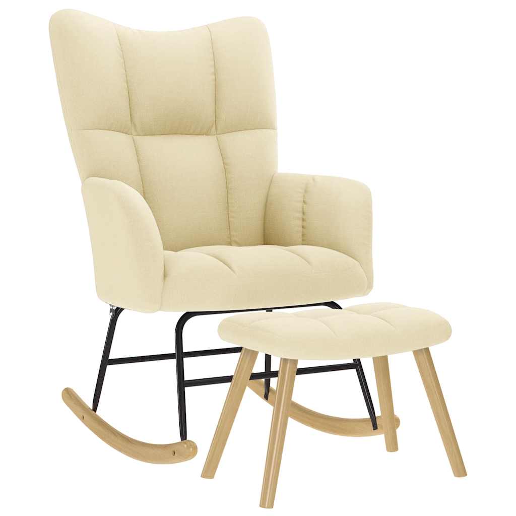 Chaise à bascule avec repose-pied Crème Tissu