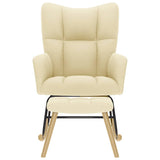 Chaise à bascule avec repose-pied Crème Tissu