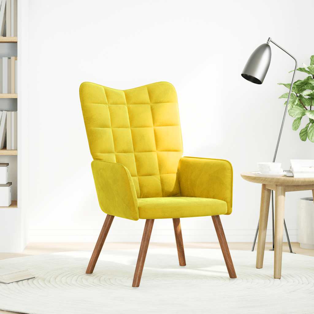 Chaise de relaxation jaune velours