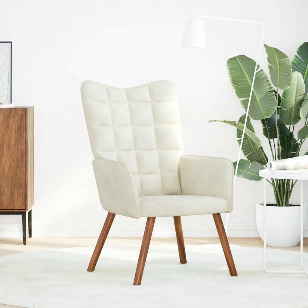 Chaise de relaxation crème velours