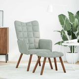 Fauteuil relax avec tabouret en velours gris clair