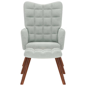 Fauteuil relax avec tabouret en velours gris clair