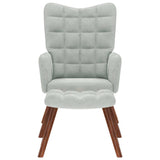 Fauteuil relax avec tabouret en velours gris clair