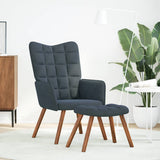 Fauteuil relax avec tabouret en velours gris foncé