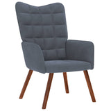 Fauteuil relax avec tabouret en velours gris foncé