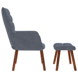 Fauteuil relax avec tabouret en velours gris foncé