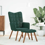 Fauteuil relax avec tabouret en velours vert foncé