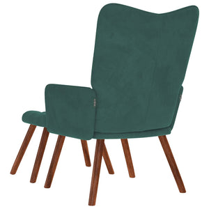 Fauteuil relax avec tabouret en velours vert foncé