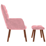 Chaise de relaxation avec tabouret Rose Velours