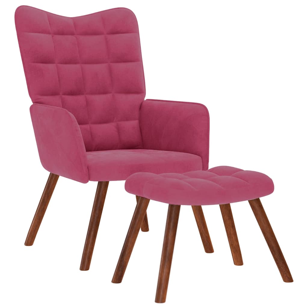 Chaise de relaxation avec tabouret Bordeaux Velours