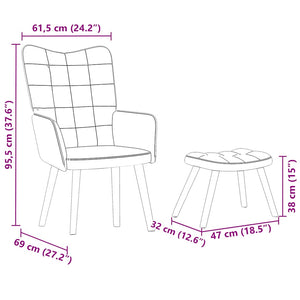 Fauteuil relax avec tabouret en velours noir