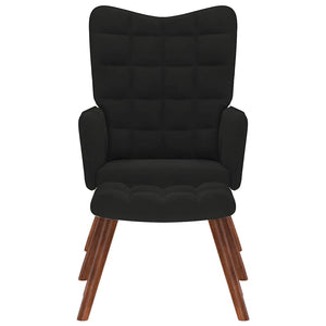 Fauteuil relax avec tabouret en velours noir