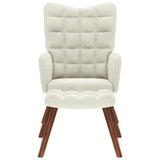 Fauteuil relax avec tabouret en velours crème
