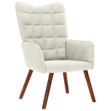 Fauteuil relax avec tabouret en velours crème