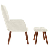 Fauteuil relax avec tabouret en velours crème