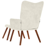 Fauteuil relax avec tabouret en velours crème