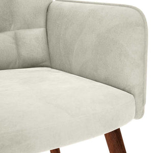 Fauteuil relax avec tabouret en velours crème