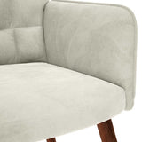 Fauteuil relax avec tabouret en velours crème