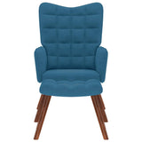 Chaise de relaxation avec tabouret Bleu Velours